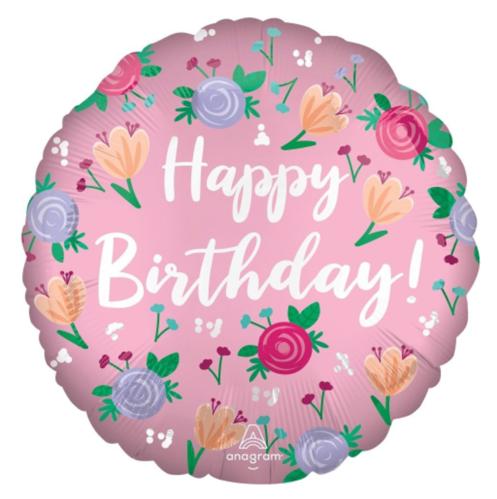 'Happy Birthday' peonies Foil Helium Balloon