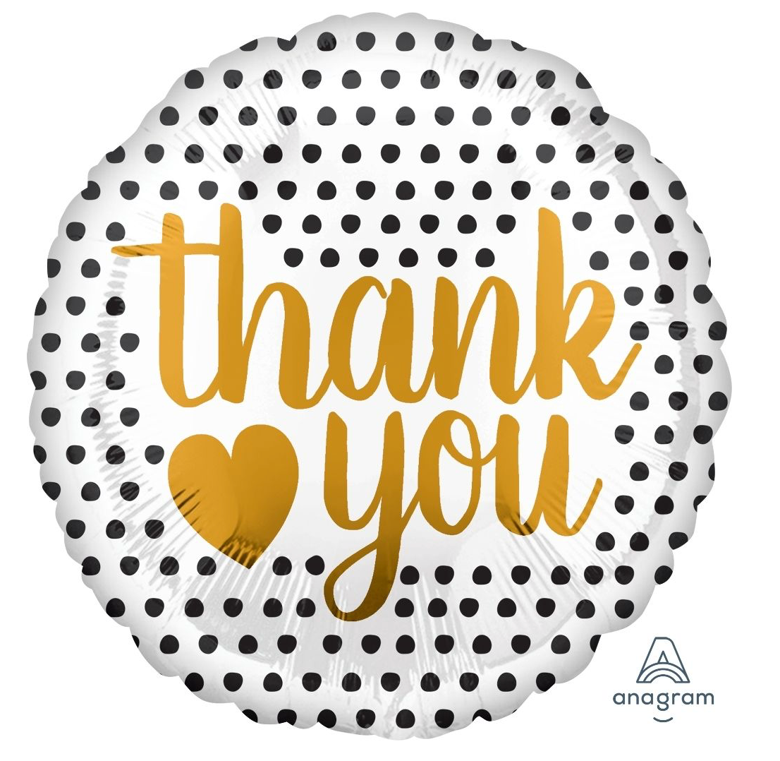 'Thank you' Spotty Foil Helium Balloon