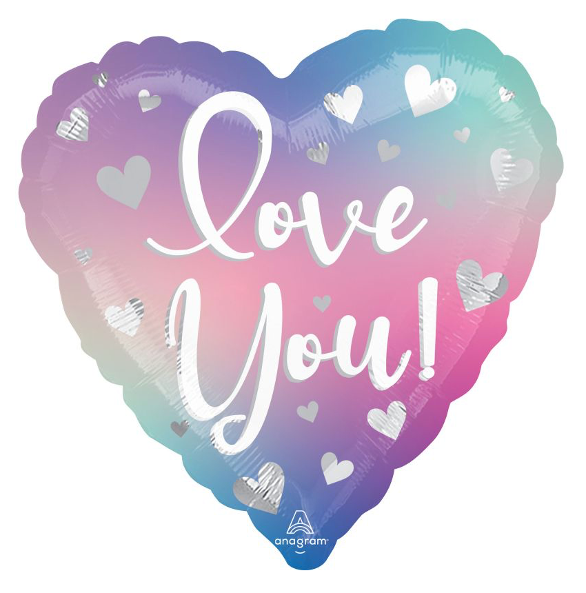 'Love You!' Heart shaped Foil Helium Balloon