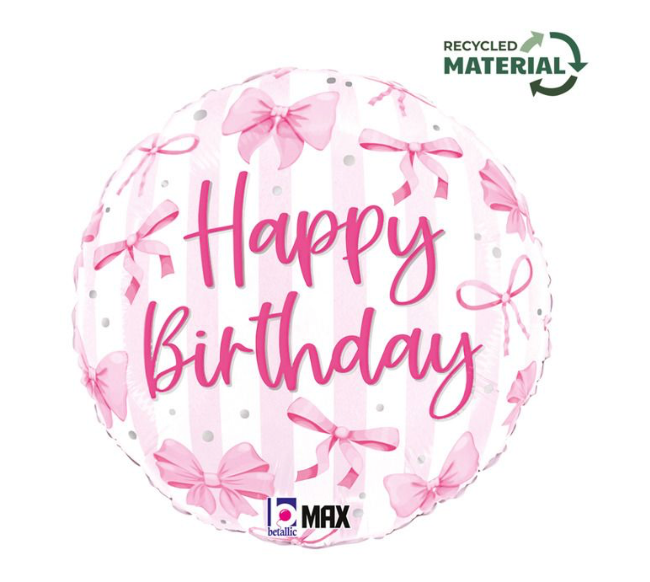 'Pretty pink Bow Birthday' Foil Helium Balloon