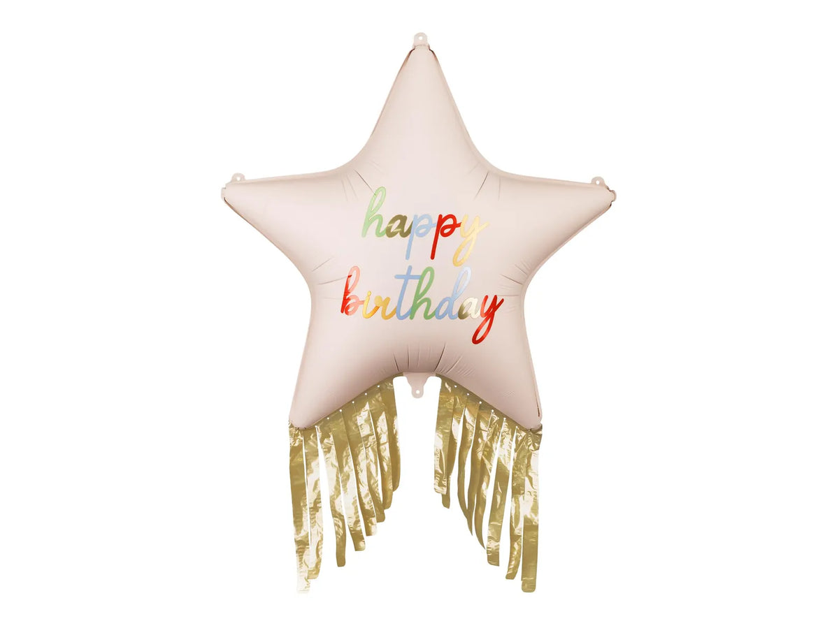 Star 'Happy Birthday' with Fringes Foil Balloon