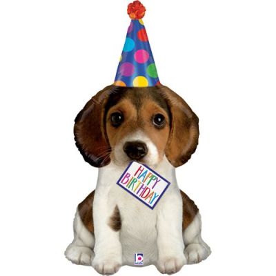 XL Birthday Puppy Betallic Foil Shape 94cm
