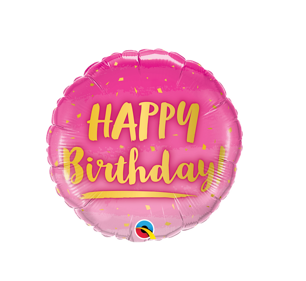 'Happy Birthday!' Pink & Gold Helium Balloon