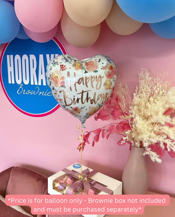 'Happy Birthday' heart Flowers Helium Balloon