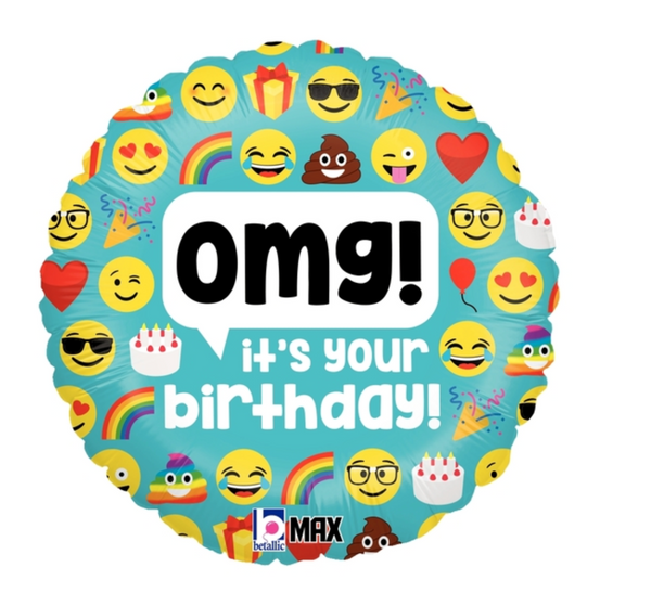 'OMG! it's your birthday!' Emoji Helium Balloon