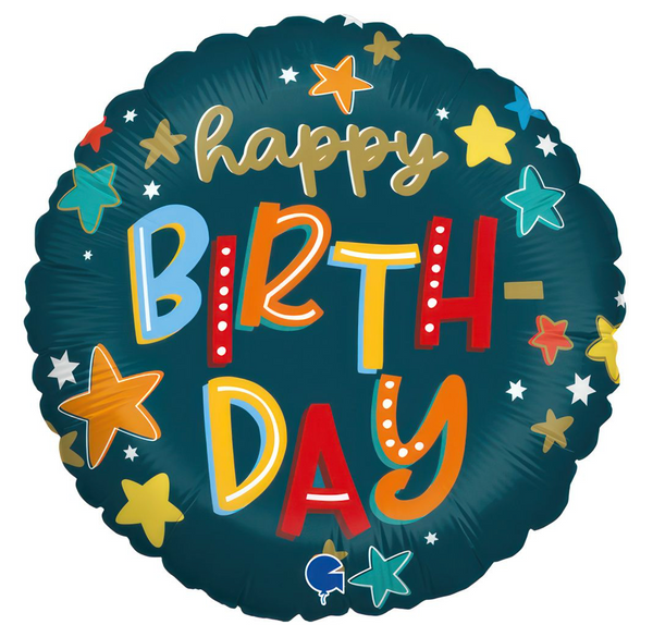 'Happy Birth-day Stars' Foil Helium Balloon