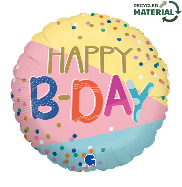 'Happy B-Day' geometric Foil Helium Balloon