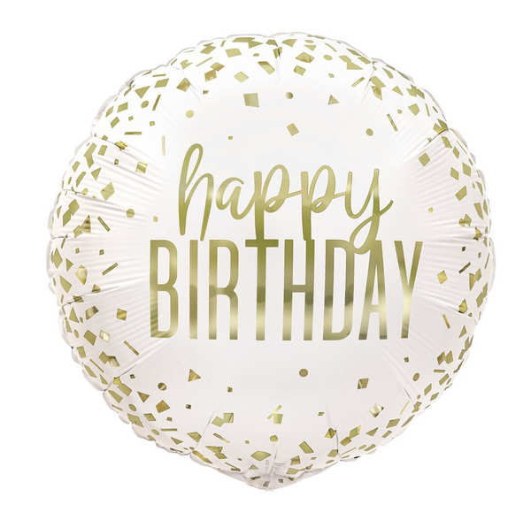 'Happy Birthday' Gold Confetti Foil Helium Balloon