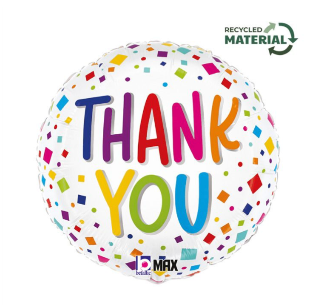 'Thank you' colourful confetti Foil Helium Balloon