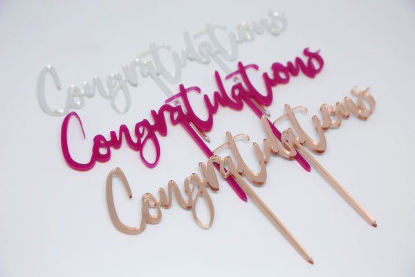 'Congratulations' Acrylic Brownie Topper