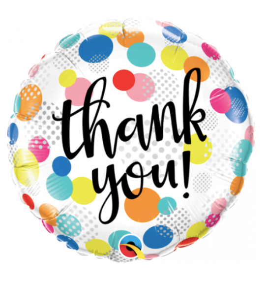 'Thank-you' Confetti Helium Balloon