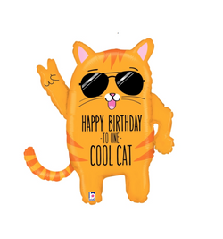 'Cool Cat Bday' Foil Helium Balloon