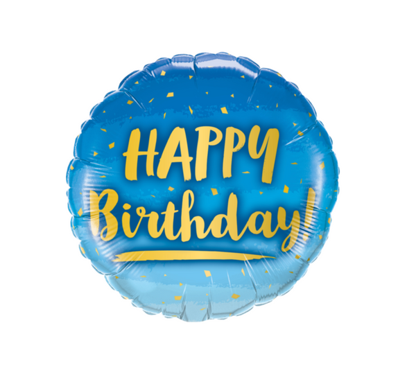 'HAPPY Birthday!' BLUE & GOLD Helium Balloon