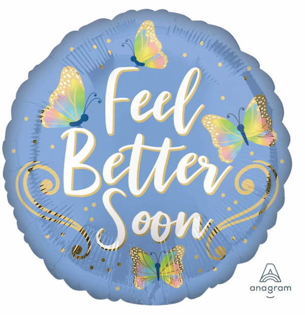 'Feel Better Soon' Butterflies Foil Helium Balloon