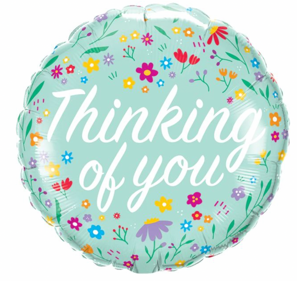 'Thinking of you' Floral Foil Helium Balloon